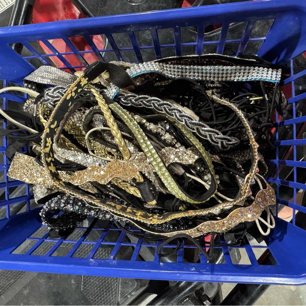 Basket of about 30 sparkly headbands